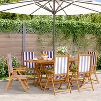 Sedie da Giardino Reclinabili 6 pz Blu e Bianco Tessuto e Legno 3214554