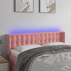 Testiera A Led Rosa 147x16x78/88 Cm İn Velluto /
