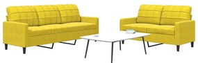 Set Di Divani 2 Pz Con Cuscini Giallo İn Velluto /