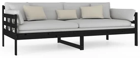 Dormeuse nera in legno massello di pino 90x200 cm