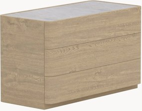 Cassettiera effetto legno con piano in vetro Noble