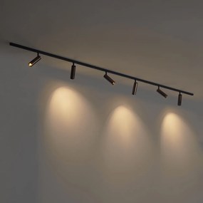 Modern railsysteem met 6 spots donker brons 1-fase - Slimline Uzzy