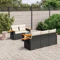 Set Divano da Giardino 6 pz con Cuscini Nero in Polyrattancod mxl 88298