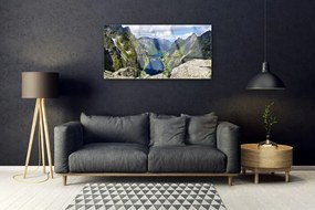 Quadro vetro acrilico Montagne, la Valle del Lago Szczyty 100x50 cm