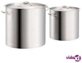 vidaXL Set di Pentole 2 pz 50/25 L in Acciaio Inossidabile