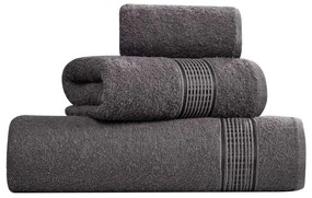 Set asciugamani cotone antracite viso, ospite e telo doccia