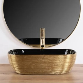 REA-U8780 - Lavabo da appoggio BELINDA 33x46,5 cm ceramica/nero/dorato