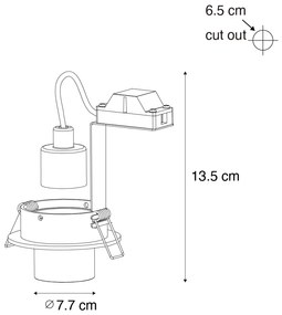 Set di 6 faretti da incasso neri GU10 35mm rotondi inclinabili - Installa