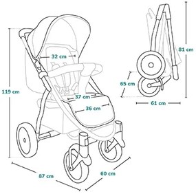Lionelo - Passeggino sportivo ANNET TOUR Golden Moments