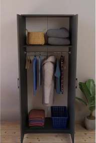 Armadio Guardaroba 74x45x182 Con Barra Appendiabiti Brando Antracite