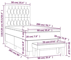 Giroletto a Molle con Materasso Nero 90x200 cm in Tessuto