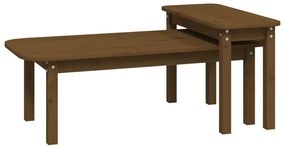 Set tavolini da salotto 2 pz miele in legno massello di pino