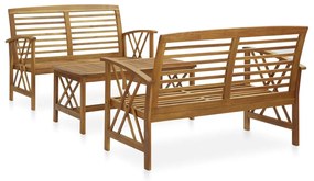 Set divani da giardino 3 pz in legno massello di acacia