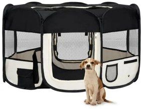 Box per Cani Pieghevole con Borsa Trasporto Nero 145x145x61 cm