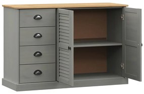 Credenza cassetti vigo 113x40x75 cm legno massello pino grigio