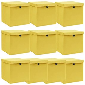 Scatole Con Coperchi 10pz Gialle 32x32x32 Cm Tessuto /