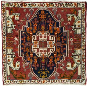 Shiraz Tappeto persiano 70x70 Rosso (Iran) Annodato A Mano