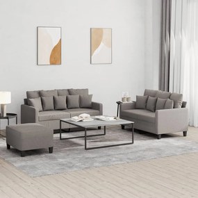 Set Di Divani 3 Pz Con Cuscini Tortora İn Tessuto /
