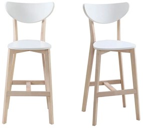 Set di 2 sgabelli da bar scandinavo bianco e legno 75cm LEENA