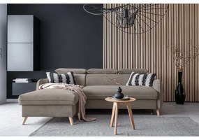 Divano letto angolare in velluto marrone chiaro (angolo sinistro) Sweet Harmony - Miuform