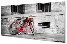 Quadro vetro Bicicletta rossa con cestino 100x50 cm