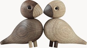 Set di 2 oggetti decorativi in legno di quercia Lovebirds