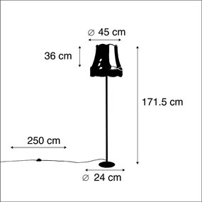 Lampada da terra retrò nera con paralume rosa stile granny 45 cm - Simplo