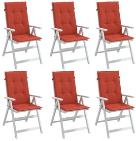 Cuscini Sedia Schiena Alta 6 Rosso Mélange 120x50x4 Tessuto /