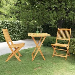 Set Da Pranzo Da Giardino 3 Pz Pieghevole İn Massello Di Acacia /