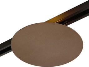 Sistema di illuminazione a binario moderno nero con 3 luci a sospensione e 2 plafoniere bronzo monofase - Iconic Lloyd Pulley
