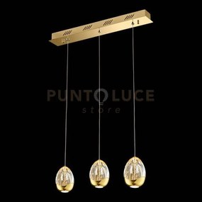 Lampada a sospensione golden egg 3 luci, oro, led 14,4w, 800lm 3000...