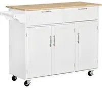 Carrello da Cucina 121x46x91 cm in Legno e MDF Bianco