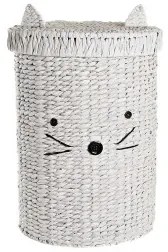 Cesto per i Panni Sporchi DKD Home Decor 42 x 42 x 63 cm Bianco Per bambini Gatto