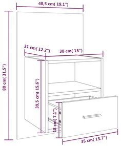 Comodini a Muro 2 pz Grigio Sonoma