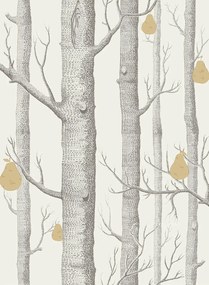 Cole & Son Carta da parati Woods & Pears - Linen/ Charcoal/ Gold