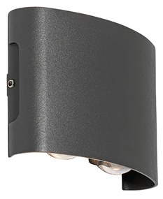 Lampada da parete per esterni grigio scuro con LED 4 luci IP54 - Silly