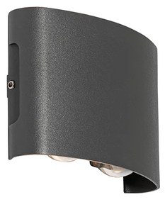 Lampada da parete per esterni grigio scuro con LED integrato 4 luci IP54 - Silly