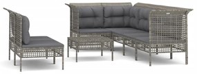 Set divani da giardino 8 pz con cuscini in polyrattan grigio