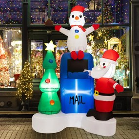 Costway Cassetta postale illuminata babbo natale pupazzo di neve albero di natale con luci LED, Gonfiabili natalizi 185cm
