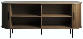 Cassettiera marrone con effetto rovere con ante scorrevoli 180x76x45 cm Nola – Unique Furniture