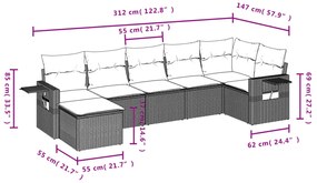 Set Divani da Giardino 7 pz con Cuscini Beige in Polyrattan