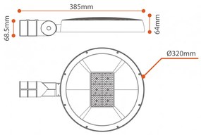 Lampione Stradale LED 40W, 147lm/W, IP65 Snodo Ø68mm - OSRAM LED Colore Bianco Caldo 3.000K