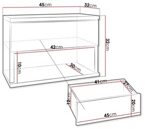 Comodino NECE 32x45 cm nero