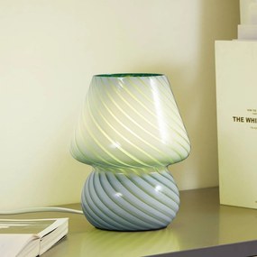 Lampada da tavolo Lindby Andriana, verde/bianco, vetro, Ø 15 cm