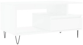 Tavolino da salotto bianco 90x49x45 cm in legno multistrato