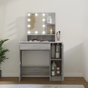 Toeletta con led grigio sonoma 86,5x35x136 cm