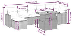 Set Divani da Giardino con Cuscini 8 pz Nero in Polyrattan