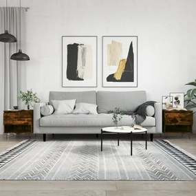Tavolini Salotto 2pz Rovere Fumo 50x46x50 Cm Legno Multistrato /