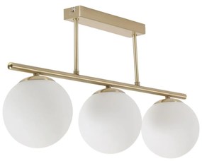 Kave Home - Lampada da soffitto Mahala dettagli in acciaio finitura ottone 3 sfere in vetro satinato
