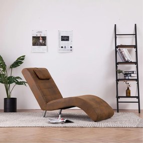 Sdraio Con Cuscino Marrone İn Pelle Sintetica Scamosciata /